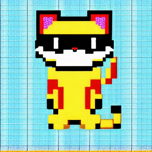 Image similar to cute cat , pixel art , 16 bit , toby fox