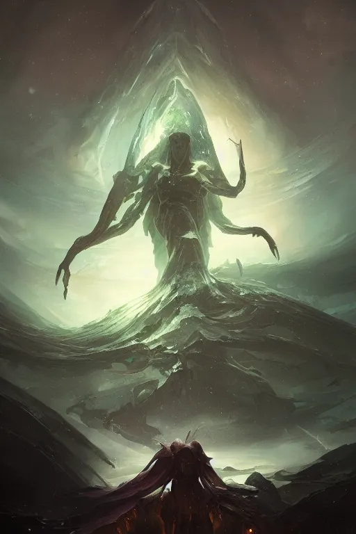 Image similar to eldritch god, cosmic, nightmare, outer space, aliens, digital art, magic the gathering, mtg, by greg rutkowski, trending on artstation