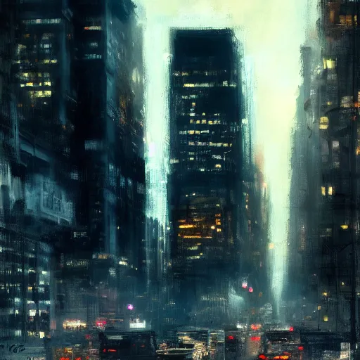 Prompt: a new york cityscape painting by jeremy mann, high resolution, 4 k