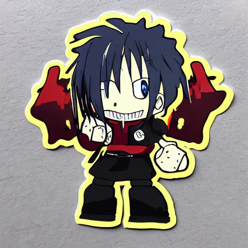 Image similar to die cut sticker, full metal alchemist al and alphons, splatter paint