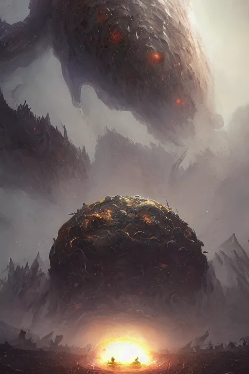 Image similar to eldritch god, larger than earth, eating planets, planet eater, lovecraftian deity, god, monster, huge, towering, gigantic, high octane, 8 k, digital art, magic the gathering, mtg, by greg rutkowski, trending on artstation