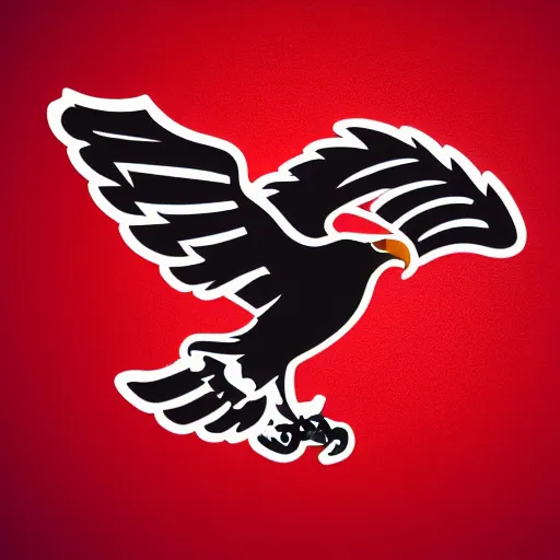 Image similar to concept cell shaded logo. eagle. Red background.