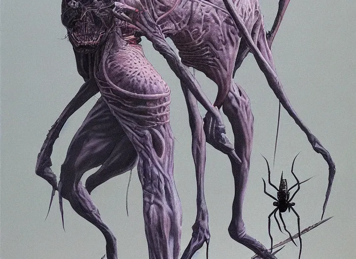 Prompt: a picture of an horrifi creature with spider! torso and leg and with a black cat head!, art by wayne barlowe and