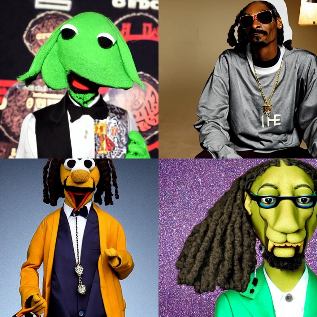 Prompt: Snoop Dogg as a muppet