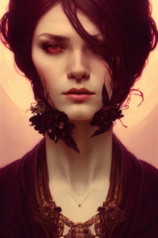 Image similar to a beautiful necromancer woman, fantasy, portrait, sharp focus, intricate, elegant, digital painting, artstation, matte, highly detailed, concept art, illustration, ambient lighting, art by ilya kuvshinov, artgerm, Alphonse mucha, and Greg Rutkowski
