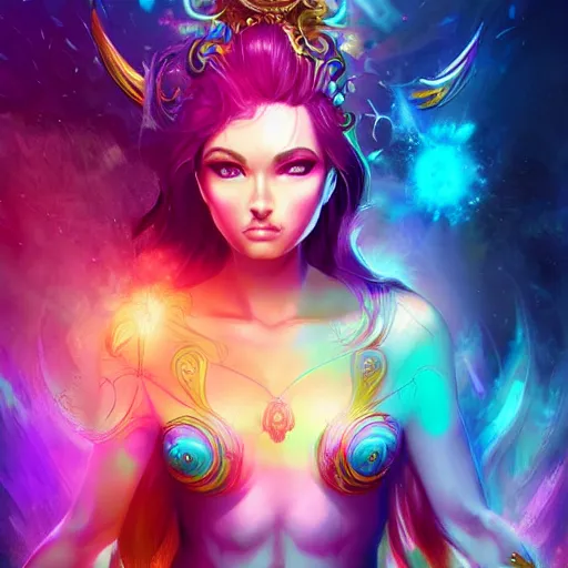 Image similar to a rainbow goddess mystic female warrior leader by ross tran digital artwork business leader