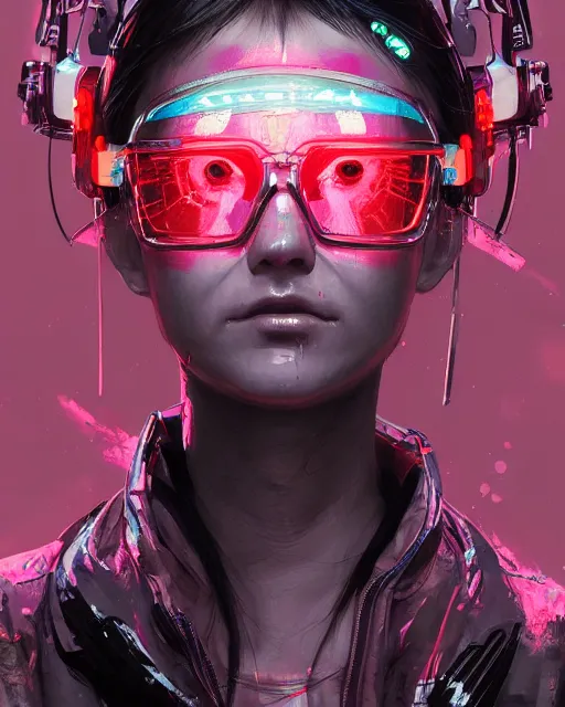 Image similar to detailed portrait Neon cleaner Girl, cyberpunk futuristic neon, reflective puffy coat, decorated with traditional Japanese ornaments by Ismail inceoglu dragan bibin hans thoma greg rutkowski Alexandros Pyromallis Nekro Rene Maritte Illustrated, Perfect face, fine details, realistic shaded, fine-face, pretty face