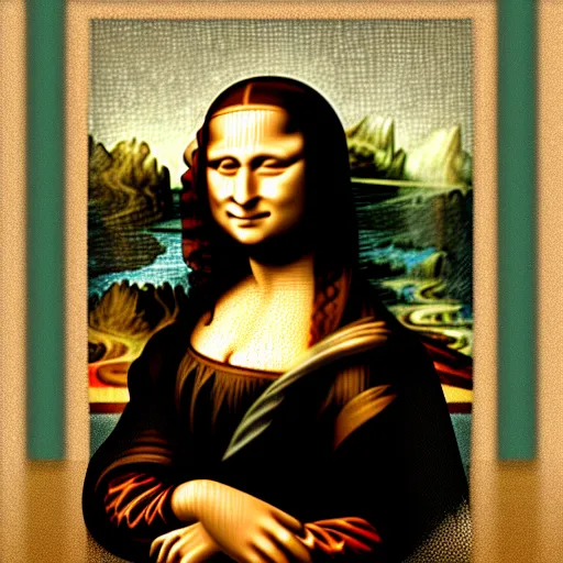 Image similar to mona lisa in the style of ancient mosaic