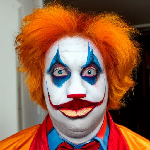 Prompt: mark hamil in clown makeup