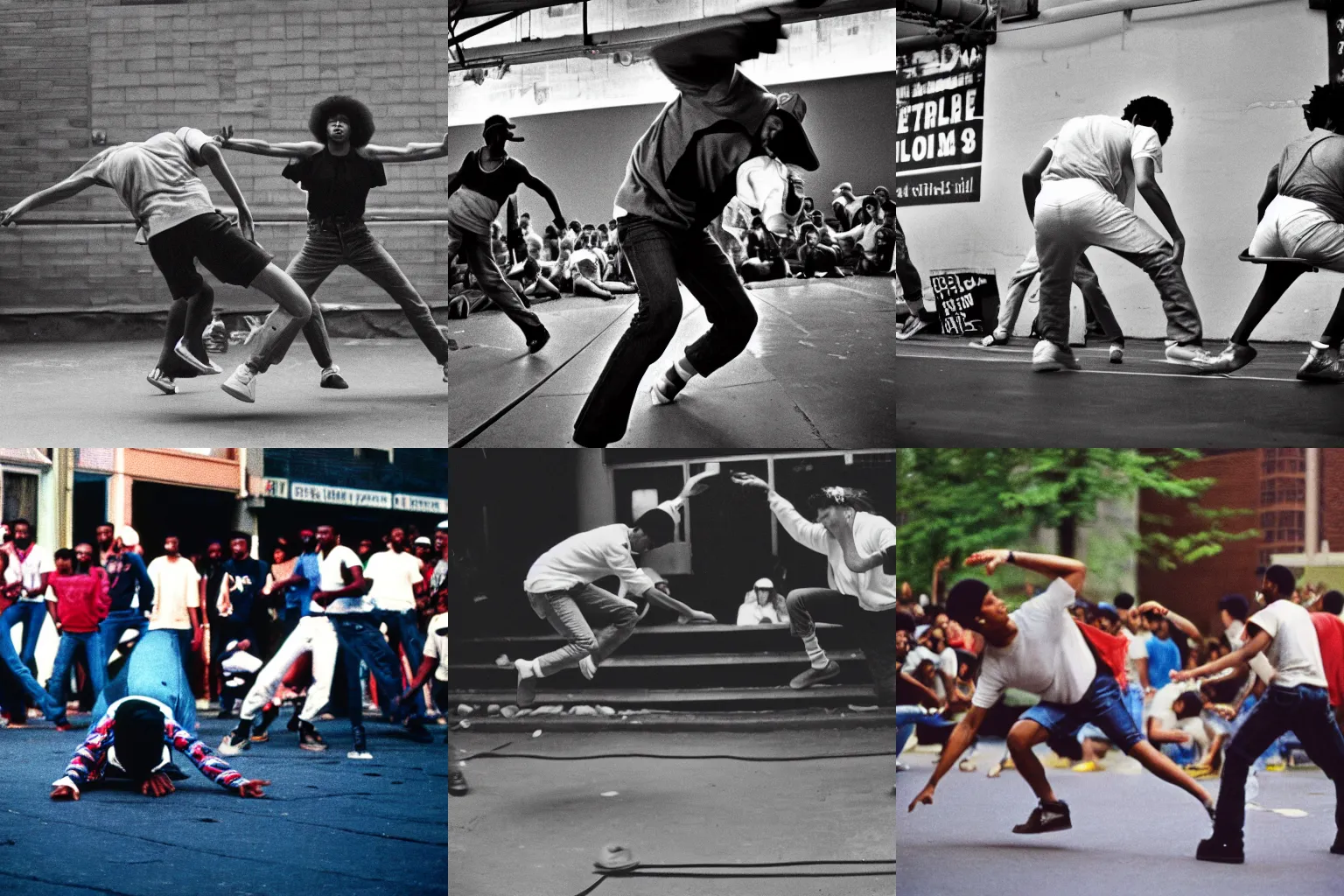 Prompt: Kodachrome photo of breakdancers battling in the bronx in 1984, Unsplash photo contest winner, 35mm lens