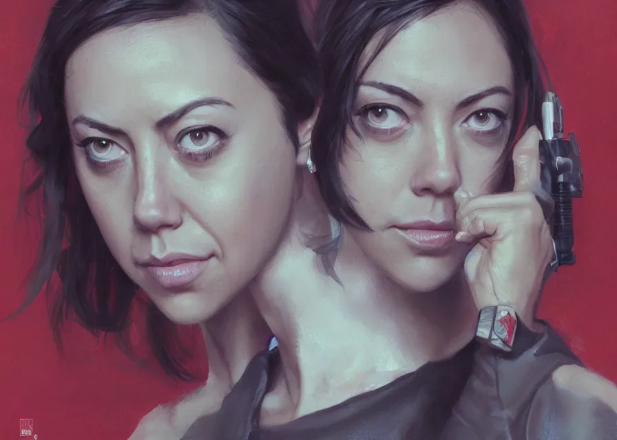 Image similar to painting portrait of Aubrey Plaza dressed as in Star Wars, sharp focus, waist up, trending on ArtStation, masterpiece, by Greg Rutkowski, by Ross Tran, by Fenghua Zhong, octane, clear eyes, soft render, clear facial features, oil on canvas, moody lighting, cinematic, professional environment concept art