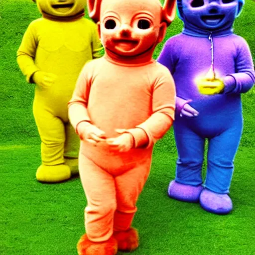 Image similar to teletubbies, got style, creepy, odd, weird, weird, weird, photo