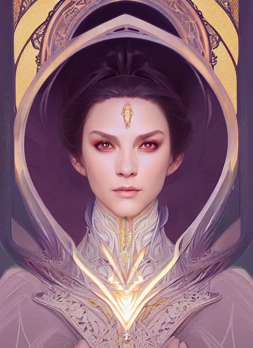 Image similar to symmetry!! portrait of a female sorcerer, dar fantasy, intricate, elegant, highly detailed, my rendition, digital painting, artstation, concept art, smooth, sharp focus, illustration, art by artgerm and greg rutkowski and alphonse mucha and huang guangjian and android jones and sachin teng