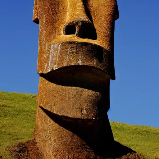 Prompt: a dramatic photo of an easter island head, hd 4 k photo