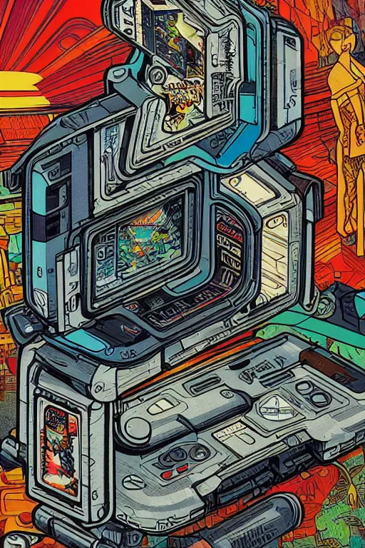 Image similar to nintendo gameboy, italian futurism, da vinci, dan mumford, josan gonzalez