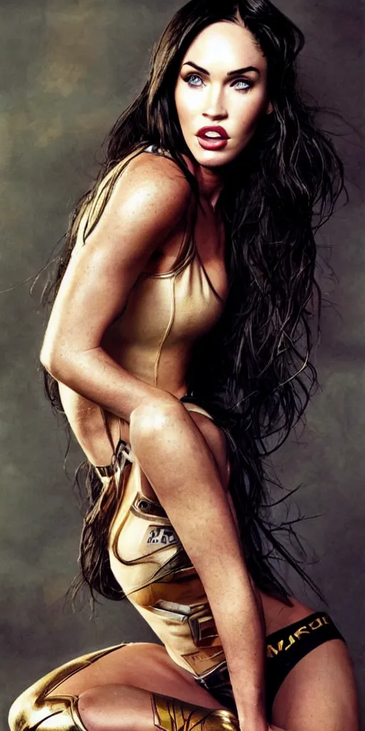 Image similar to Portrait of Megan Fox as a super hero, highly detailed, photographed by Annie Leibovitz.