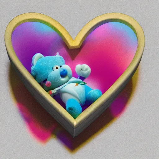 Image similar to hyperrealistic dslr film still of a care bear, heart emblem, stunning 8 k octane comprehensive 3 d render, inspired by istvan sandorfi & greg rutkowski & unreal engine, perfect symmetry, dim volumetric cinematic lighting, extremely hyper - detailed, extremely lifelike attributes & texture, intricate, masterpiece, artstation, stunning