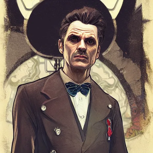 Prompt: [UHD Professor Moriarty as a GTA characters on the streets of futuristic steampunk London, correct faces, intricate, elegant, graphic detail, digital painting, trending on artstation, concept art, tonalism, sharp focus, illustration, art by Todd McFarlane and Greg Rutkowski and Alphonse Mucha]