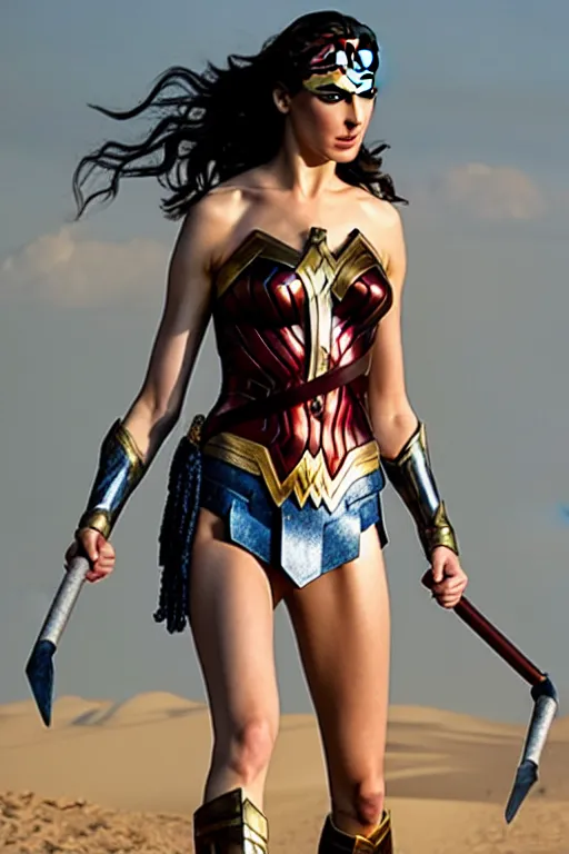 Prompt: Gal Gadot as Wonder Woman with athletic body, stunning photograph