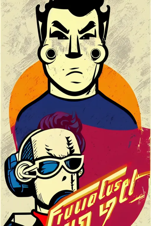 Image similar to fallout 7 6 retro futurist illustration art by butcher billy, sticker, colorful, illustration, highly detailed, simple, smooth and clean vector curves, no jagged lines, vector art, smooth andy warhol style