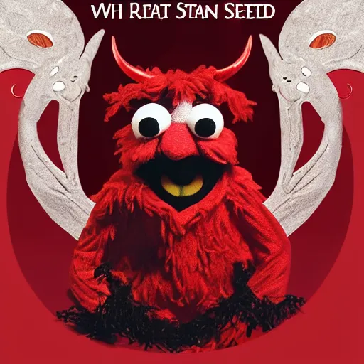 Image similar to satan red horned muppet