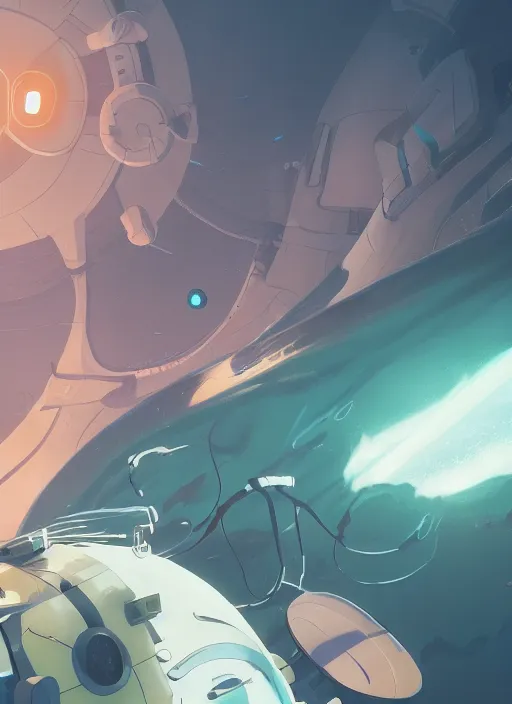 Image similar to deep sea, detailed, futuristic, cory loftis, james gilleard, atey ghailan, makoto shinkai, goro fujita, studio ghibli, rim light, exquisite lighting, clear focus, very coherent, plain background