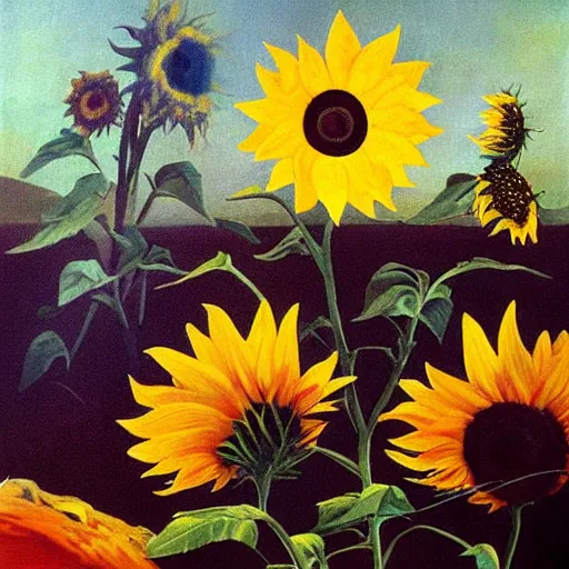 Image similar to dali's painting of sunflowers