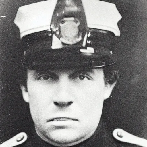 Prompt: close up portrait of a policeman police officer photo by Diane Arbus and Louis Daguerre