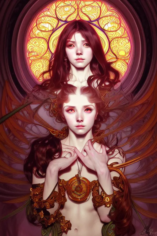 Image similar to overlord, psychedelic, portrait, highly detailed, deep focus, elegant, digital painting, smooth, sharp focus, illustration, ultra realistic, 8 k, art by artgerm and alphonse mucha