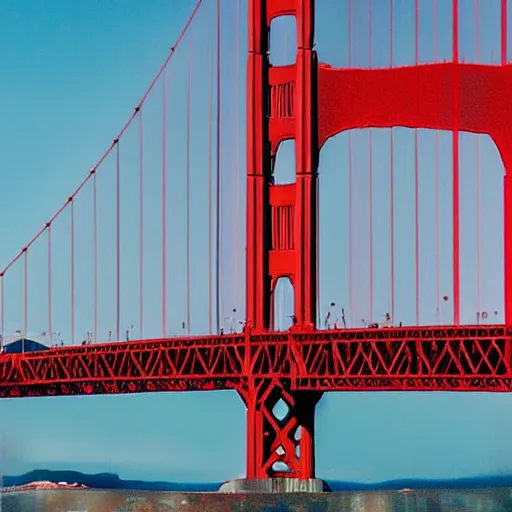 Image similar to “ Baymax in front of the Golden Gate Bridge, portrait, 4K image”