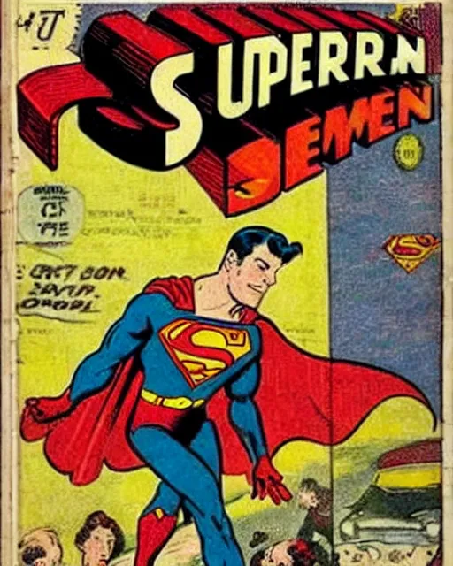 Image similar to a superman comic book cover from the 1 7 0 0 s