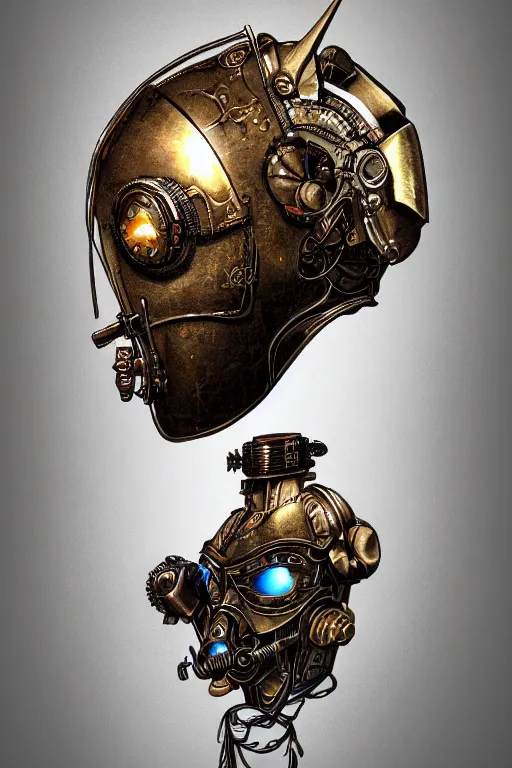 Image similar to steampunk helmet fantasy art mask robot ninja stylized digital illustration sharp focus, elegant intricate digital painting artstation concept art global illumination ray tracing advanced technology chaykin howard and campionpascale and cooke darwyn and davis jack