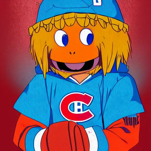 Image similar to anime Portrait of Youppi the Habs Montreal Canadiens Mascot as a very cute powerful and friendly pokemon, highly detailed anime, high evolution, 1990s, legendary, smooth, sharp focus, dynamic lighting, intricate, trending on ArtStation, illustration pokemon, art by WLOP