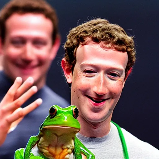 Image similar to mark zuckerberg holding a frog