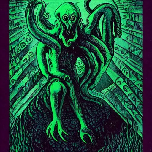 Prompt: H.P. Lovecraft as Cthulhu