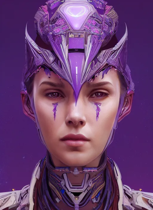 Prompt: symmetry!! portrait of purple alien in the style of horizon zero dawn, machine face, intricate, elegant, highly detailed, digital painting, artstation, concept art, smooth, sharp focus, illustration, art by artgerm and greg rutkowski and alphonse mucha, 8 k
