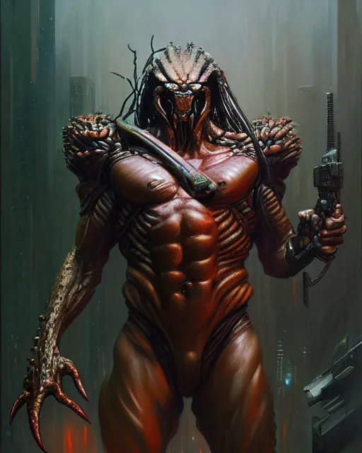 Prompt: the predator fantasy character portrait, ultra realistic, wide angle, intricate details, blade runner artifacts, highly detailed by peter mohrbacher, boris vallejo, hajime sorayama aaron horkey, gaston bussiere, craig mullins