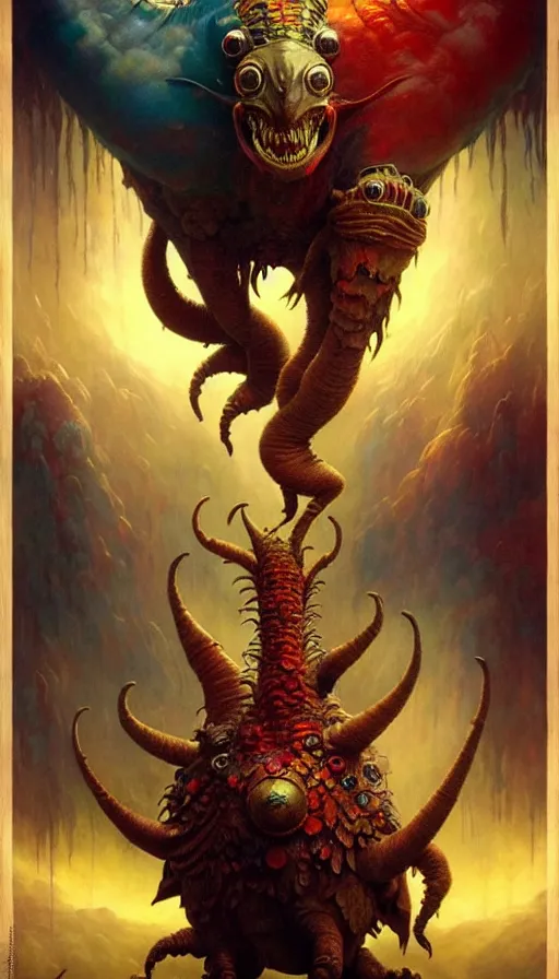 Image similar to exquisite imaginative imposing weird creature movie poster art humanoid colourful movie art by : : weta studio tom bagshaw james jean frank frazetta