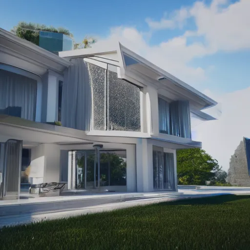 Image similar to still photo of an architecture accurate modern mansion, highly detailed, photorealistic portrait, bright studio setting, studio lighting, crisp quality and light reflections, unreal engine 5 quality render