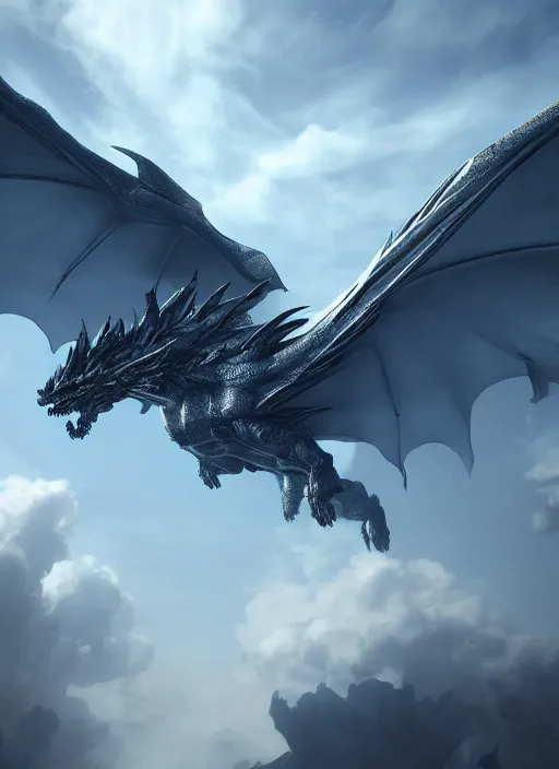 Image similar to cloud dragon flying, ultra detailed, trending on artstation, concept art, octane render, unreal engine,