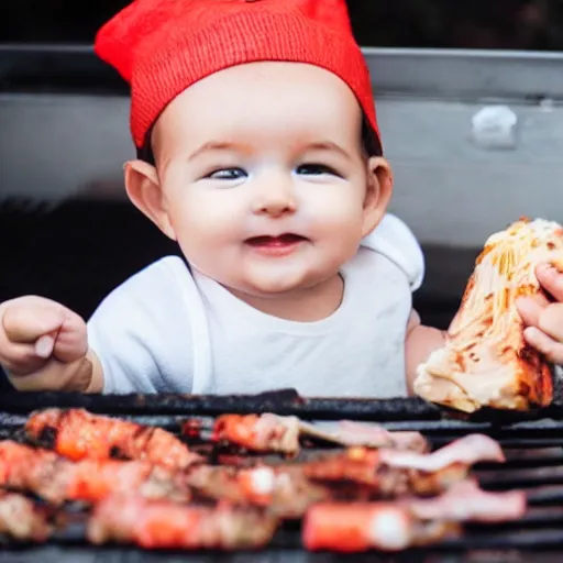 Image similar to a baby on a disposable bbq