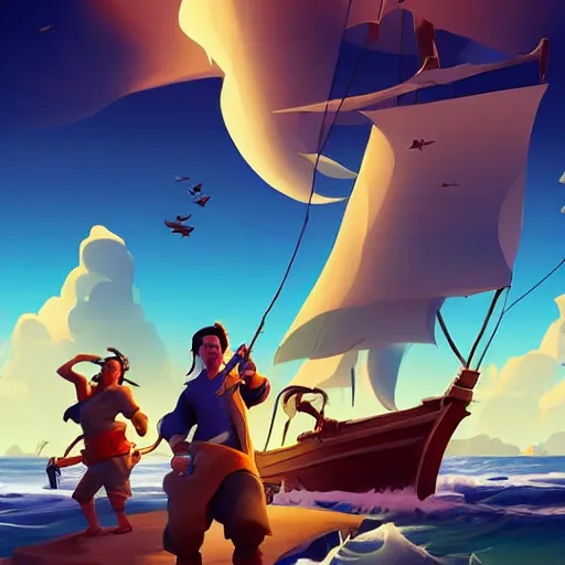 Image similar to painting treasure on sea of thieves game smooth median photoshop filter cutout vector, behance hd by jesper ejsing, by rhads, makoto shinkai and lois van baarle, ilya kuvshinov, rossdraws global illumination