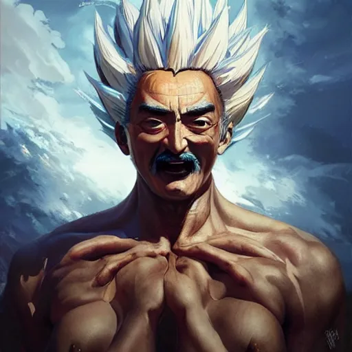 Image similar to salvador dali super saiyan, cinematic lighting, highly detailed, concept art, art by wlop and artgerm and greg rutkowski, masterpiece, trending on artstation, 8 k