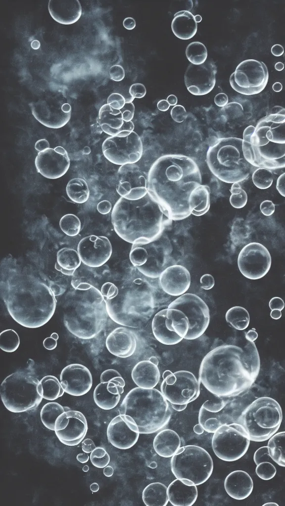 Prompt: bubbles filled with smoke,