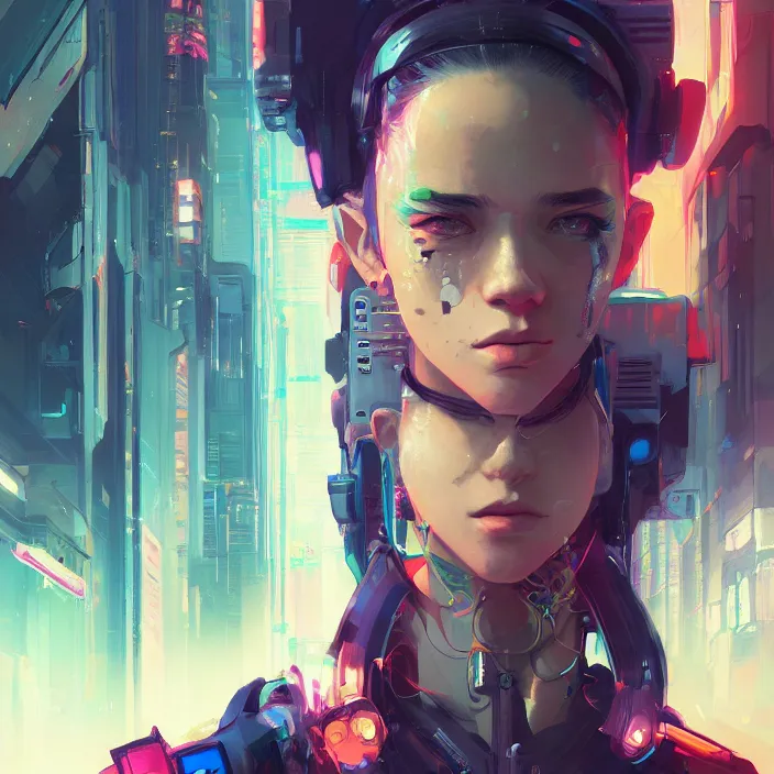Prompt: a beautiful portrait painting of a cyberpunk girl by pascal blanche and sachin teng and sam yang and greg rutkowski, in style of colorful comic. symmetry, hyper detailed. octanev render. trending on artstation