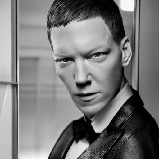 Prompt: joseph sikora as a tom ford model in a science fiction film, intricate detail, studio photo, promotional shot, royo, whealan,