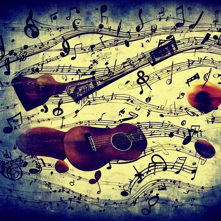 Image similar to a fantastic picture that depicts music, beautiful songs that soothe the soul, musical nature