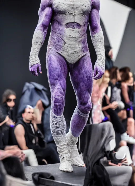 Prompt: hyperrealistic and heavy detailed off white runway show of thanos ( marvel comics ), leica sl 2 5 0 mm, vivid color, high quality, high textured, real life