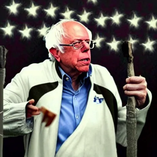 Image similar to bernie sanders as a jedi master