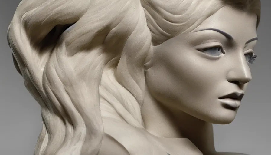 Prompt: a sculpture of Kylie Jenner by Jean-Baptiste Carpeaux and Luo Li Rong and Michael James Talbot.